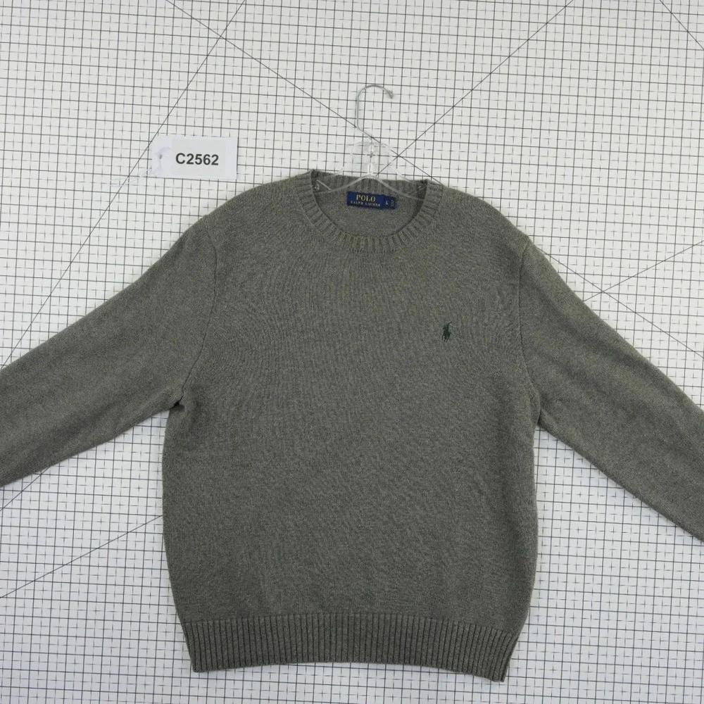 Polo Ralph Lauren Sweater Men's Size Large Olive Green 100% Cotton Crewneck Pony